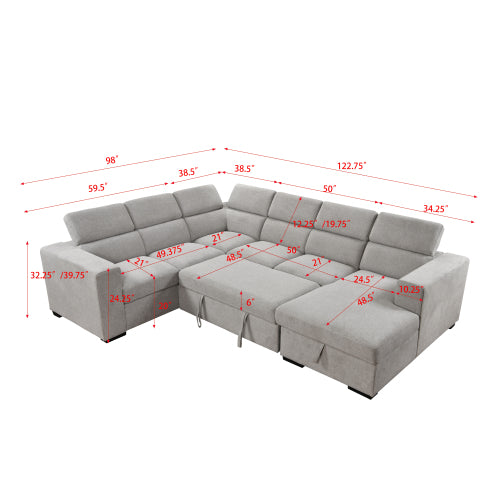 1st Choice Modern U Shaped 7-seat Sectional Sofa Couch with Storage