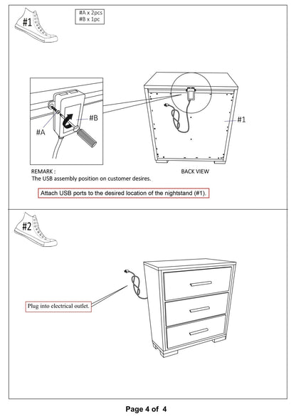 1x Nightstand Solid wood Warm Gray Sleek Modern Lines Chrome Trim Insert Contemporary Bedroom Furniture - 1st Choice Furniture Direct