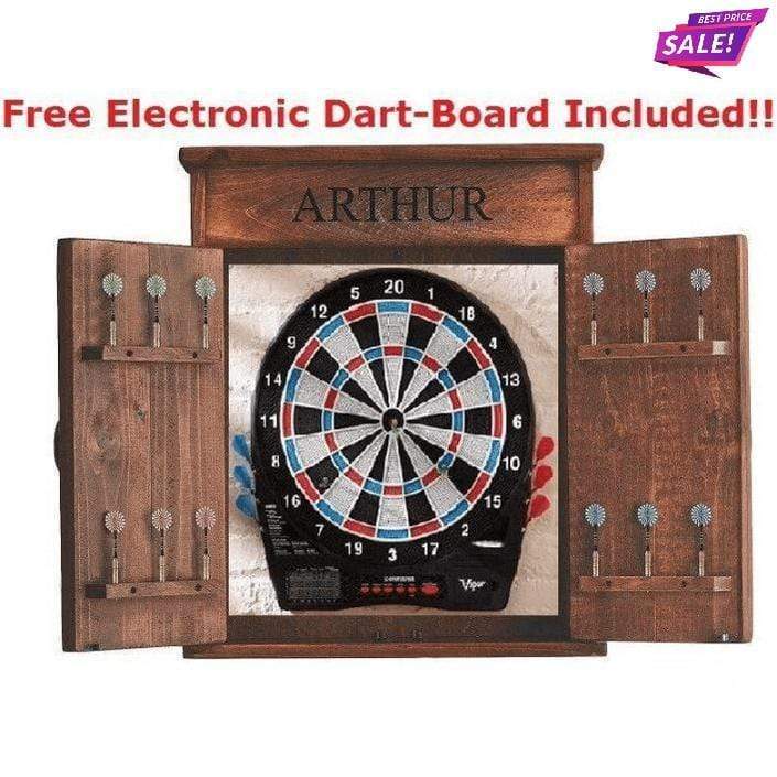 2 - Day Designs Personalized Dart Board Cabinet Comes With Free Viper Electronic Dartboard, Soft Tip Darts - 1st Choice Furniture Direct