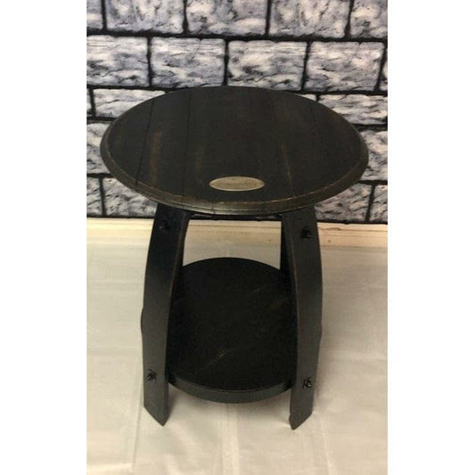 2-Daydesign Accent Table Antique Black Southern Splinter Premium Quality Barrel Side Table with Shelf - 819