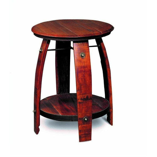 2-Daydesign Accent Table Pine Southern Splinter Reclaimed Wine Barrel Side Table With Shelf- 819