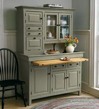 2-Daydesign HOOSIER CUPBOARD-PAINT GRADE Bayleaf Green Southern Splinter Conestoga Hoosier Handmade Kitchen Cupboard Hutch