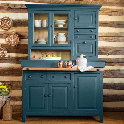 2-Daydesign HOOSIER CUPBOARD-PAINT GRADE Dark Teal Southern Splinter Conestoga Hoosier Handmade Kitchen Cupboard Hutch