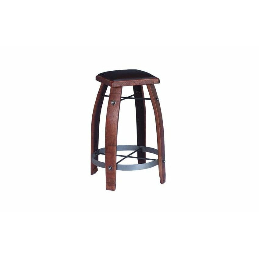 2-Daydesign Stool 30 Inches / Black Leather / Caramel 2 Day Designs Authentic Unique Reclaimed Wine Barrel Bar Stool - 818