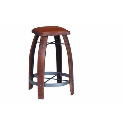 2-Daydesign Stool 30 Inches / Tan Leather / Caramel 2 Day Designs Authentic Unique Reclaimed Wine Barrel Bar Stool - 818