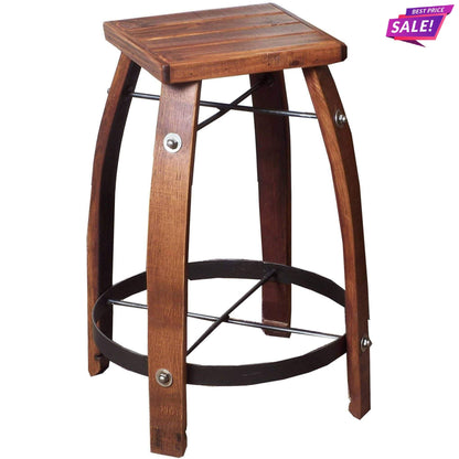 2-Daydesign Stool 30 Inches / Wood Top / Caramel 2 Day Designs Authentic Unique Reclaimed Wine Barrel Bar Stool - 818