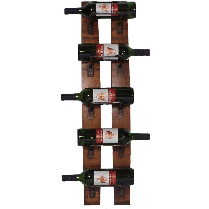 2-Daydesign Wall Rack Pine Southern Splinter Reclaimed Wine Barrel Stave 5 Bottle Wall Rack - 4100