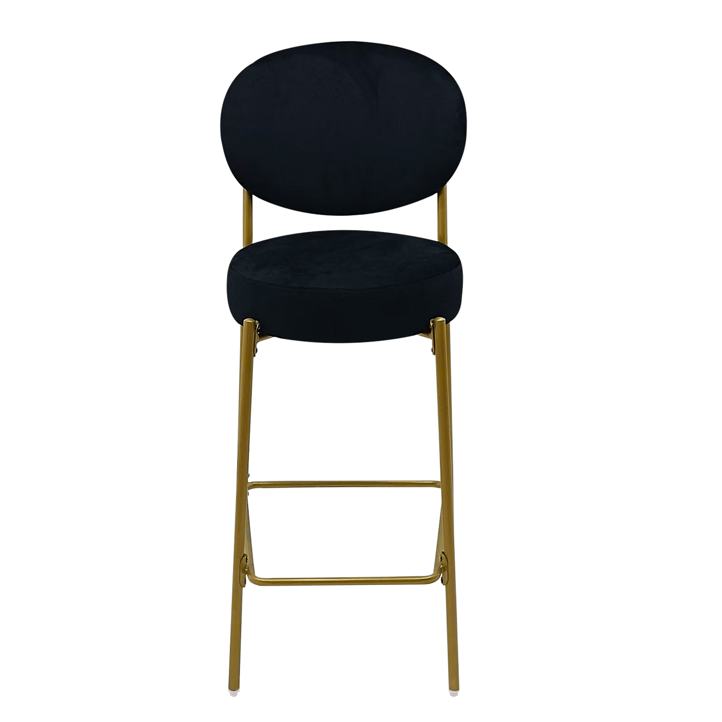 2 - Pack Modern Velvet Bar Stools with Gold Metal Legs Accent Round Counter Stools for Kitchen Island, Home Bar (Black) - 1st Choice Furniture Direct
