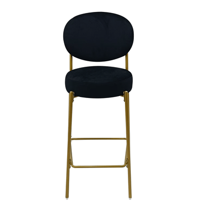 2 - Pack Modern Velvet Bar Stools with Gold Metal Legs Accent Round Counter Stools for Kitchen Island, Home Bar (Black) - 1st Choice Furniture Direct