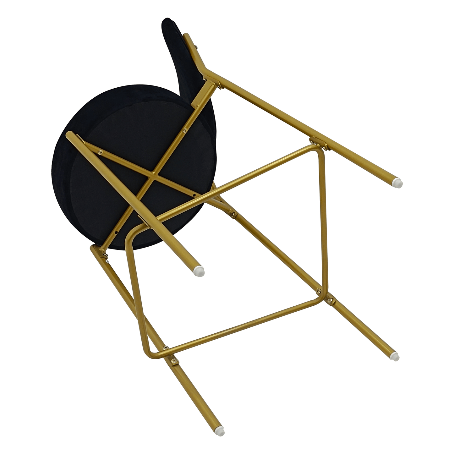 2 - Pack Modern Velvet Bar Stools with Gold Metal Legs Accent Round Counter Stools for Kitchen Island, Home Bar (Black) - 1st Choice Furniture Direct
