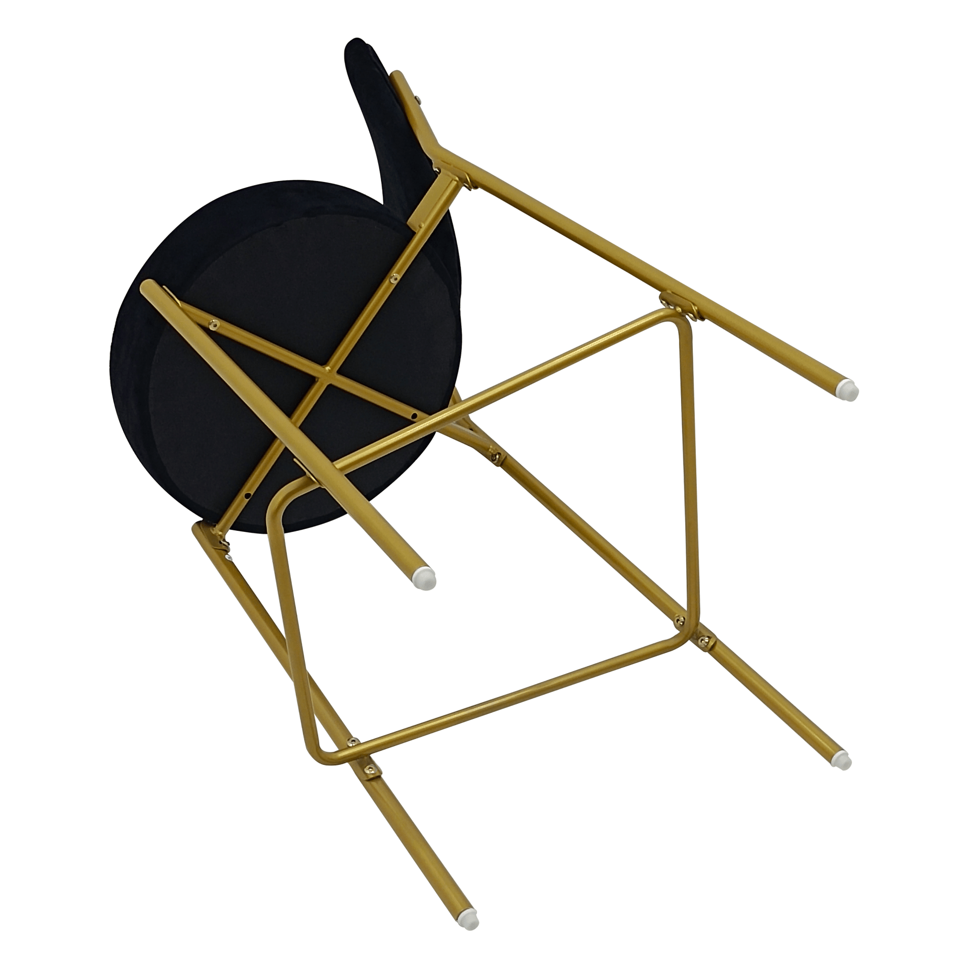 2 - Pack Modern Velvet Bar Stools with Gold Metal Legs Accent Round Counter Stools for Kitchen Island, Home Bar (Black) - 1st Choice Furniture Direct