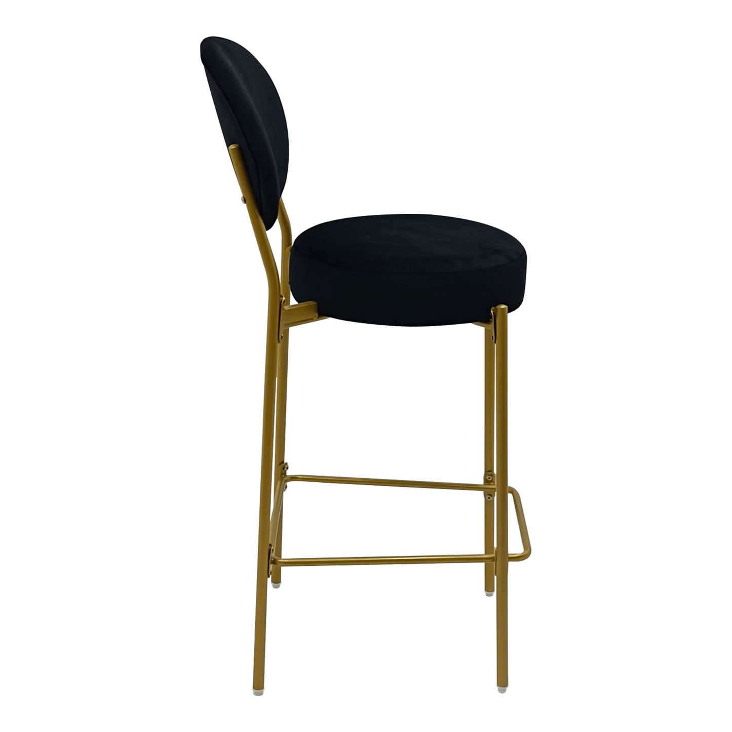 2 - Pack Modern Velvet Bar Stools with Gold Metal Legs Accent Round Counter Stools for Kitchen Island, Home Bar (Black) - 1st Choice Furniture Direct