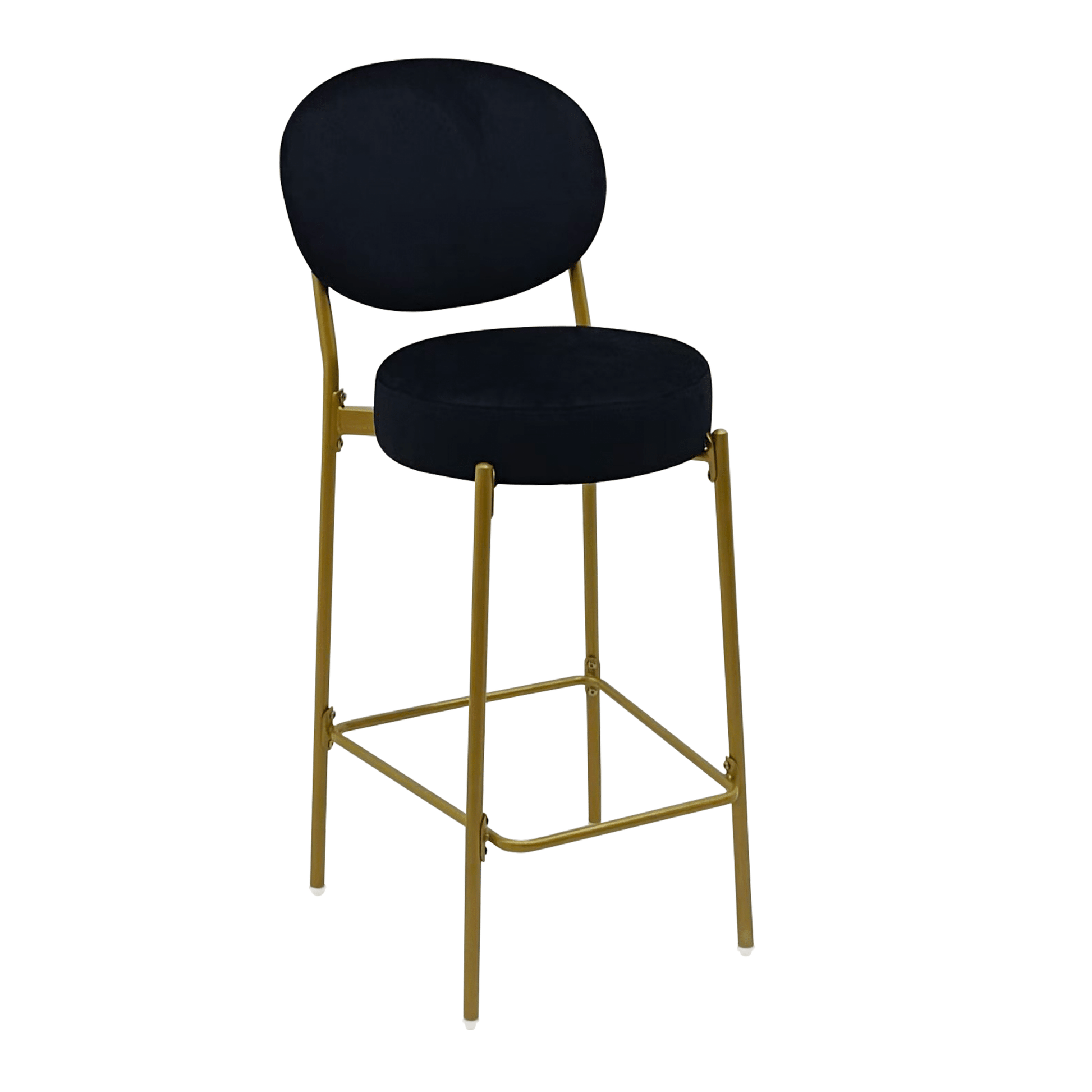 2 - Pack Modern Velvet Bar Stools with Gold Metal Legs Accent Round Counter Stools for Kitchen Island, Home Bar (Black) - 1st Choice Furniture Direct