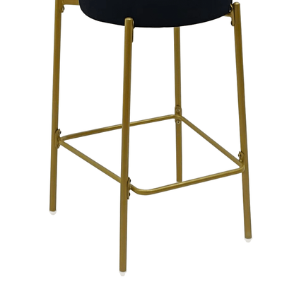 2 - Pack Modern Velvet Bar Stools with Gold Metal Legs Accent Round Counter Stools for Kitchen Island, Home Bar (Black) - 1st Choice Furniture Direct