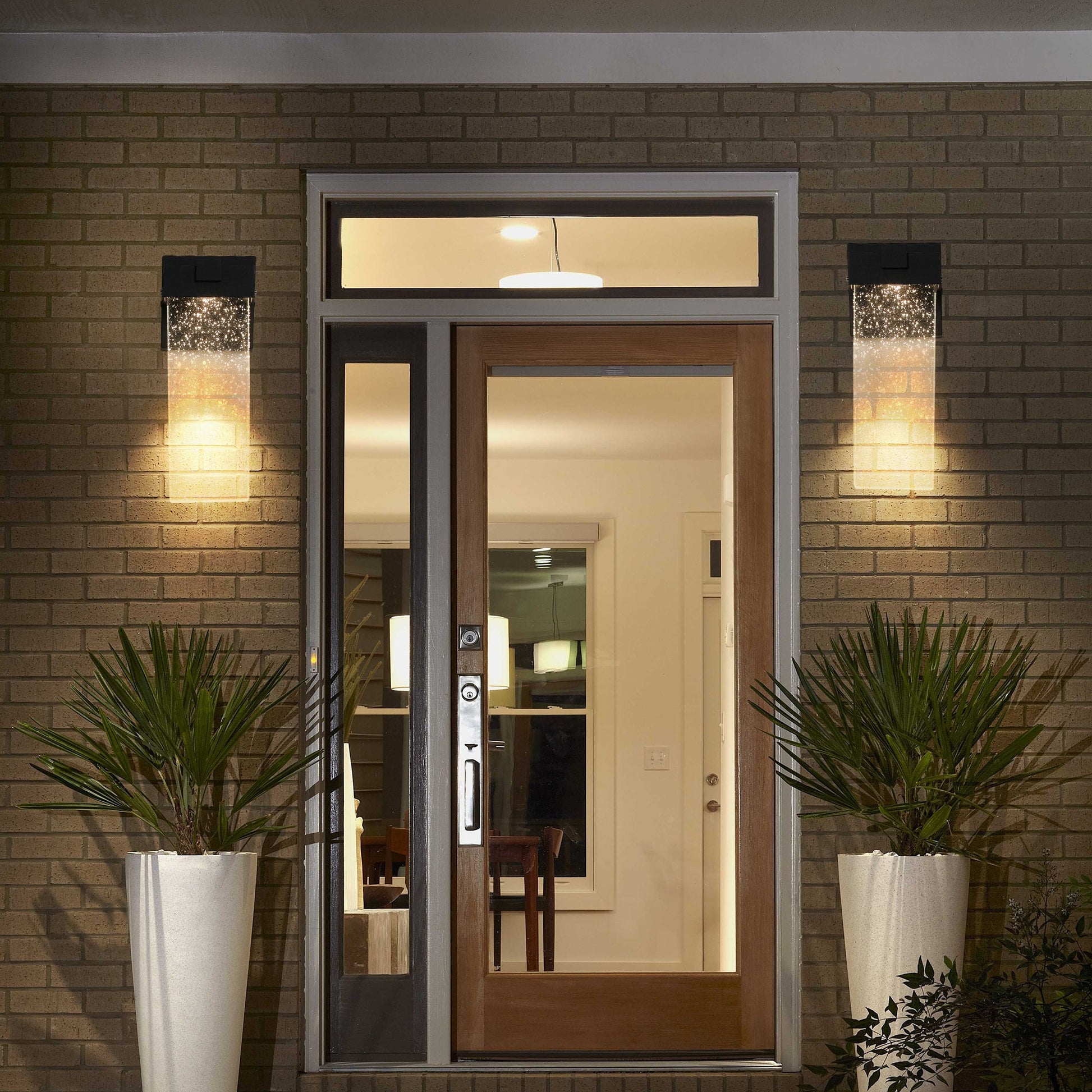2 - Pack Outdoor Wall Light Fixture, Weatherproof LED Wall Sconce with Bubble Crystal and Light Sensor - 12W Per Lamp - 1st Choice Furniture Direct