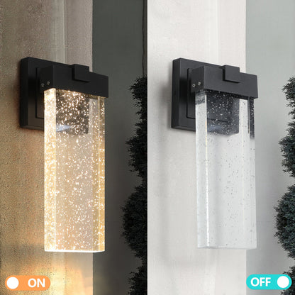 2 - Pack Outdoor Wall Light Fixture, Weatherproof LED Wall Sconce with Bubble Crystal and Light Sensor - 12W Per Lamp - 1st Choice Furniture Direct