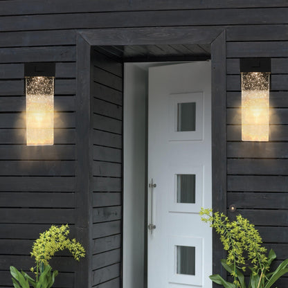 2 - Pack Outdoor Wall Light Fixture, Weatherproof LED Wall Sconce with Bubble Crystal and Light Sensor - 12W Per Lamp - 1st Choice Furniture Direct