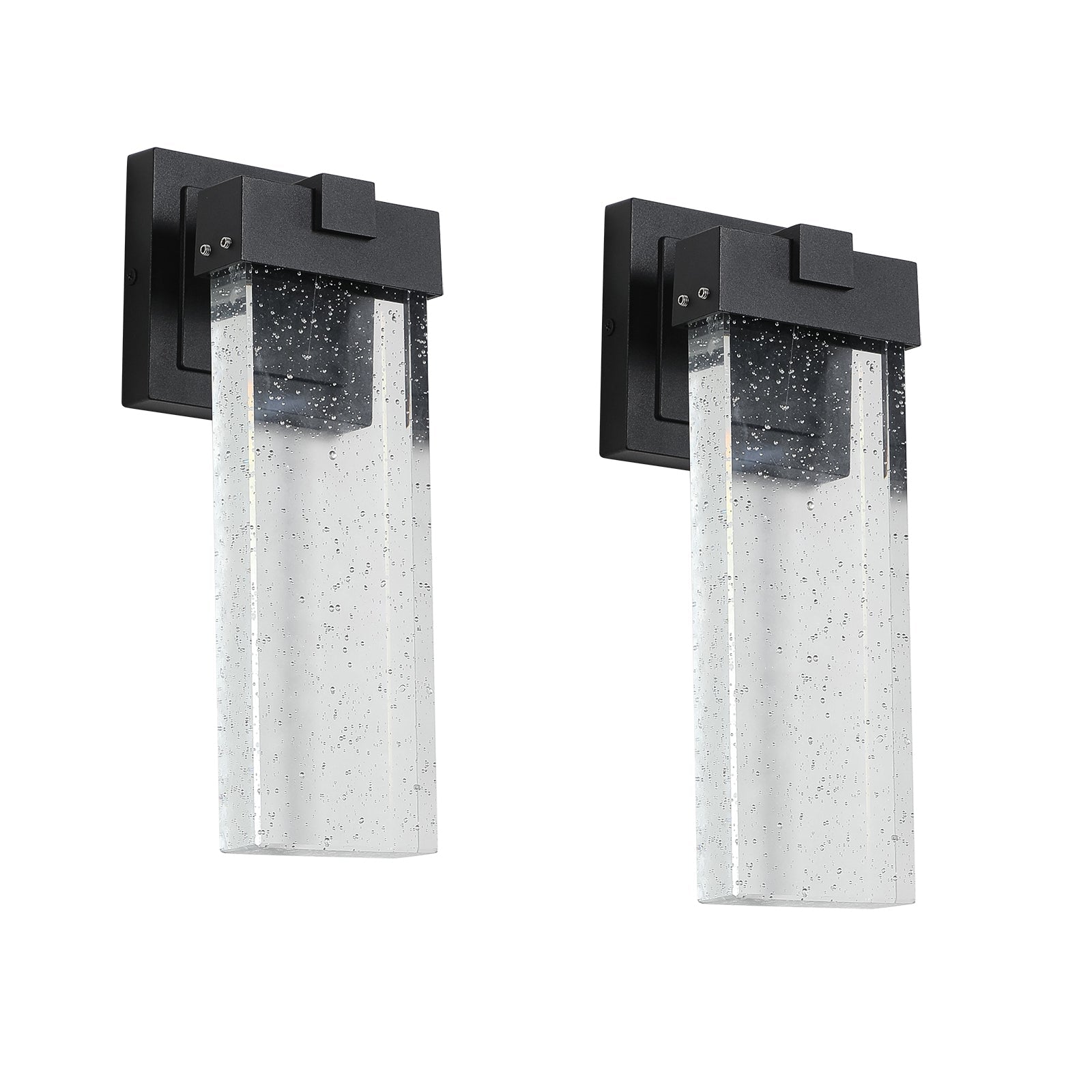 2 - Pack Outdoor Wall Light Fixture, Weatherproof LED Wall Sconce with Bubble Crystal and Light Sensor - 12W Per Lamp - 1st Choice Furniture Direct