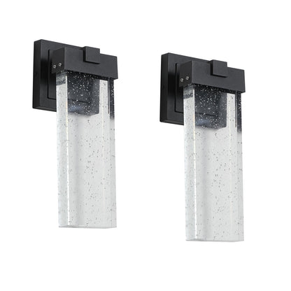 2 - Pack Outdoor Wall Light Fixture, Weatherproof LED Wall Sconce with Bubble Crystal and Light Sensor - 12W Per Lamp - 1st Choice Furniture Direct