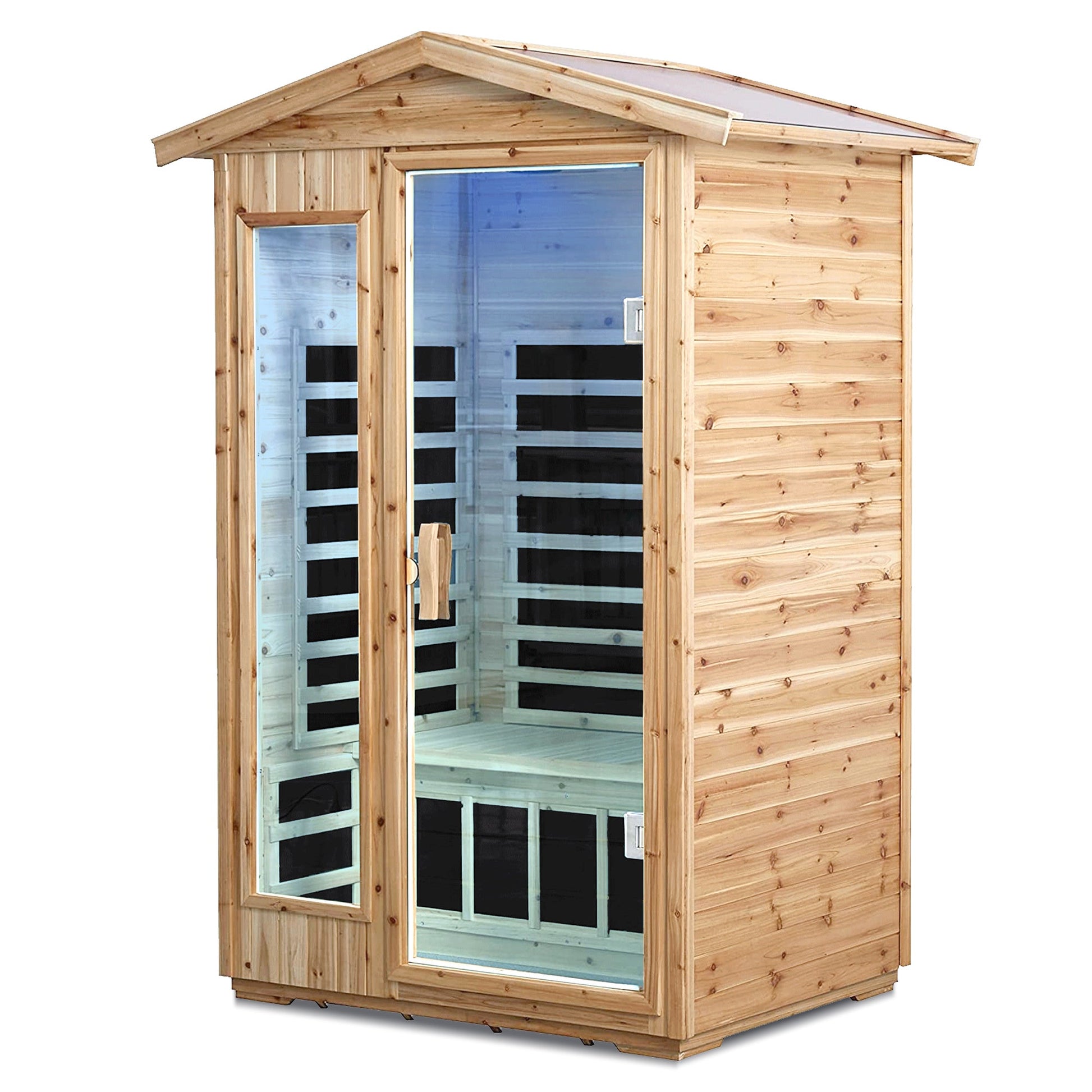 2 Person Outdoor Infrared Sauna – Far Infrared Old Fir Sauna Room with Bluetooth - 1st Choice Furniture Direct