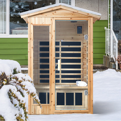 2 Person Outdoor Infrared Sauna – Far Infrared Old Fir Sauna Room with Bluetooth - 1st Choice Furniture Direct