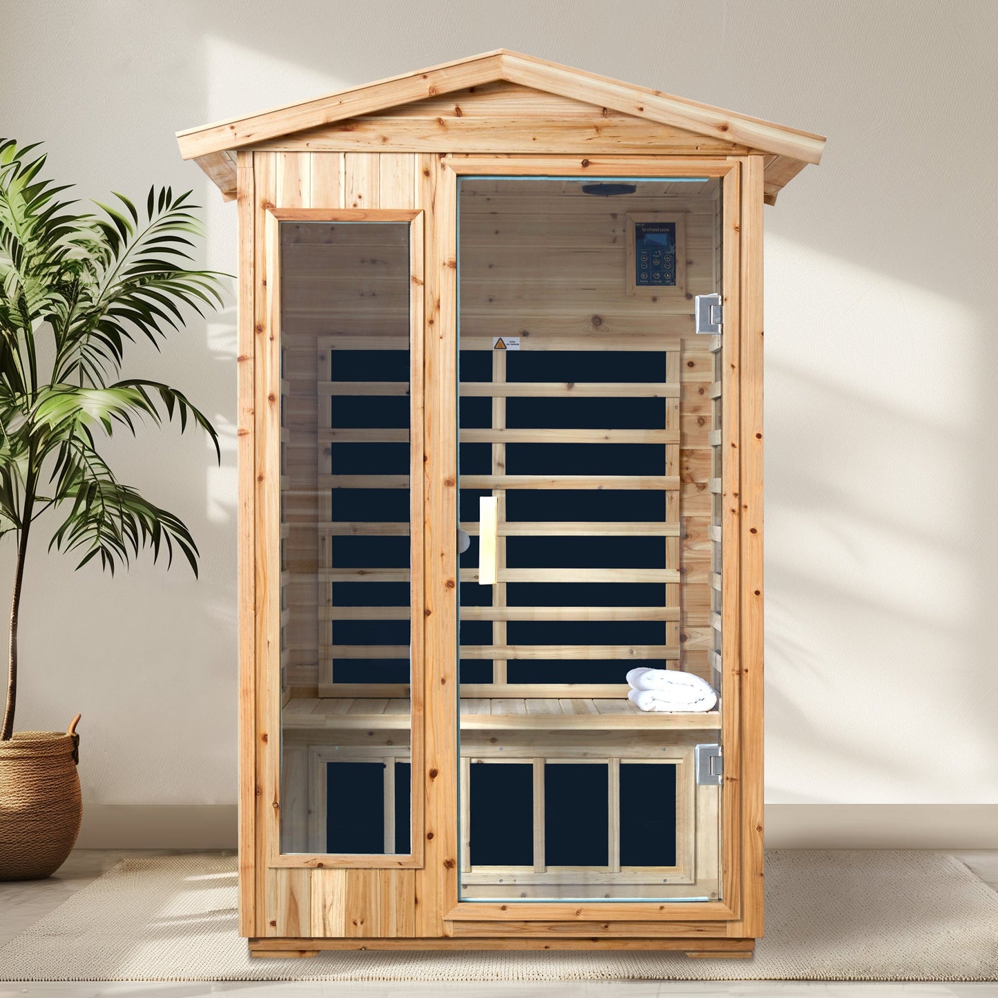 2 Person Outdoor Infrared Sauna – Far Infrared Old Fir Sauna Room with Bluetooth - 1st Choice Furniture Direct