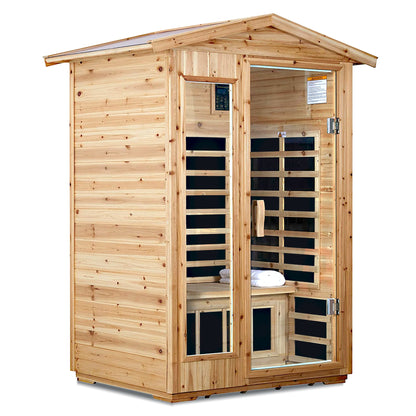 2 Person Outdoor Infrared Sauna – Far Infrared Old Fir Sauna Room with Bluetooth - 1st Choice Furniture Direct