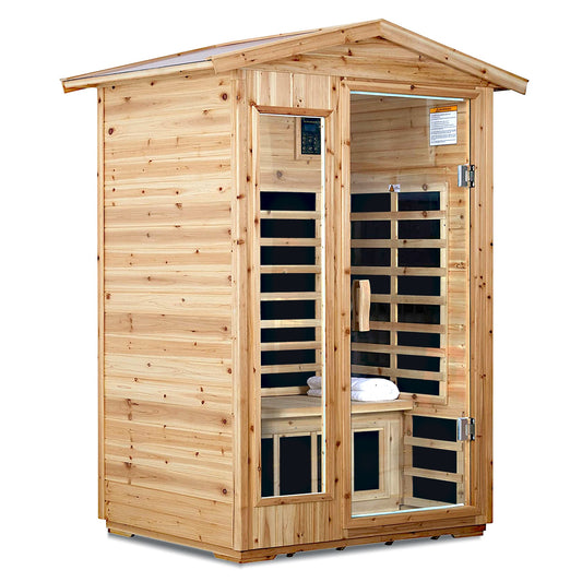 2 Person Outdoor Infrared Sauna – Far Infrared Old Fir Sauna Room with Bluetooth - 1st Choice Furniture Direct