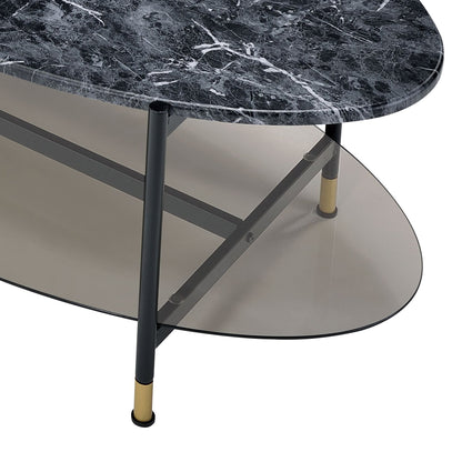 2 Piece Faux Marble Nesting Coffee Table Set with Storage Shelf - 1st Choice Furniture Direct