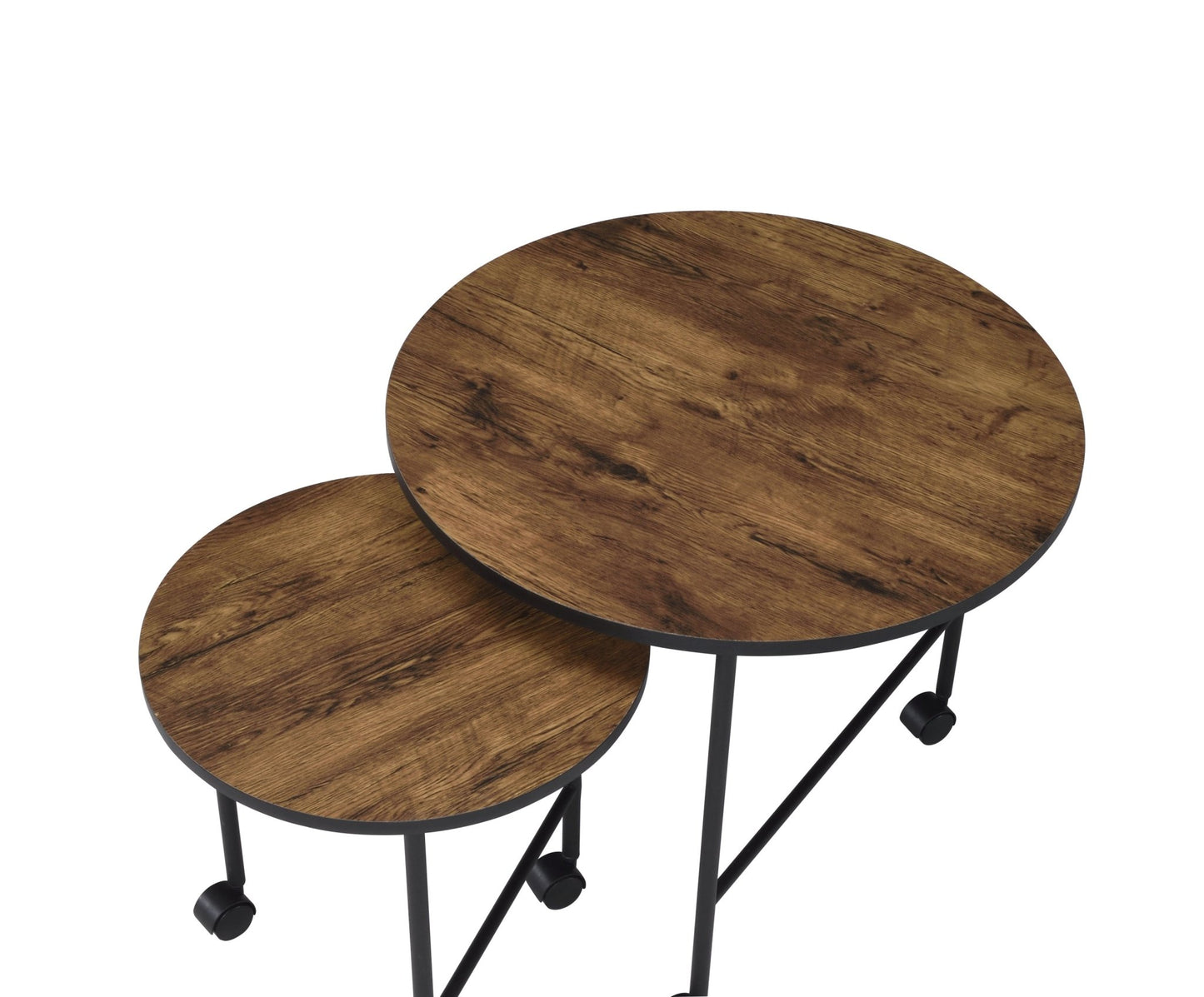 2 Piece Oak Nesting Coffee Table Set with Caster Wheels - 1st Choice Furniture Direct