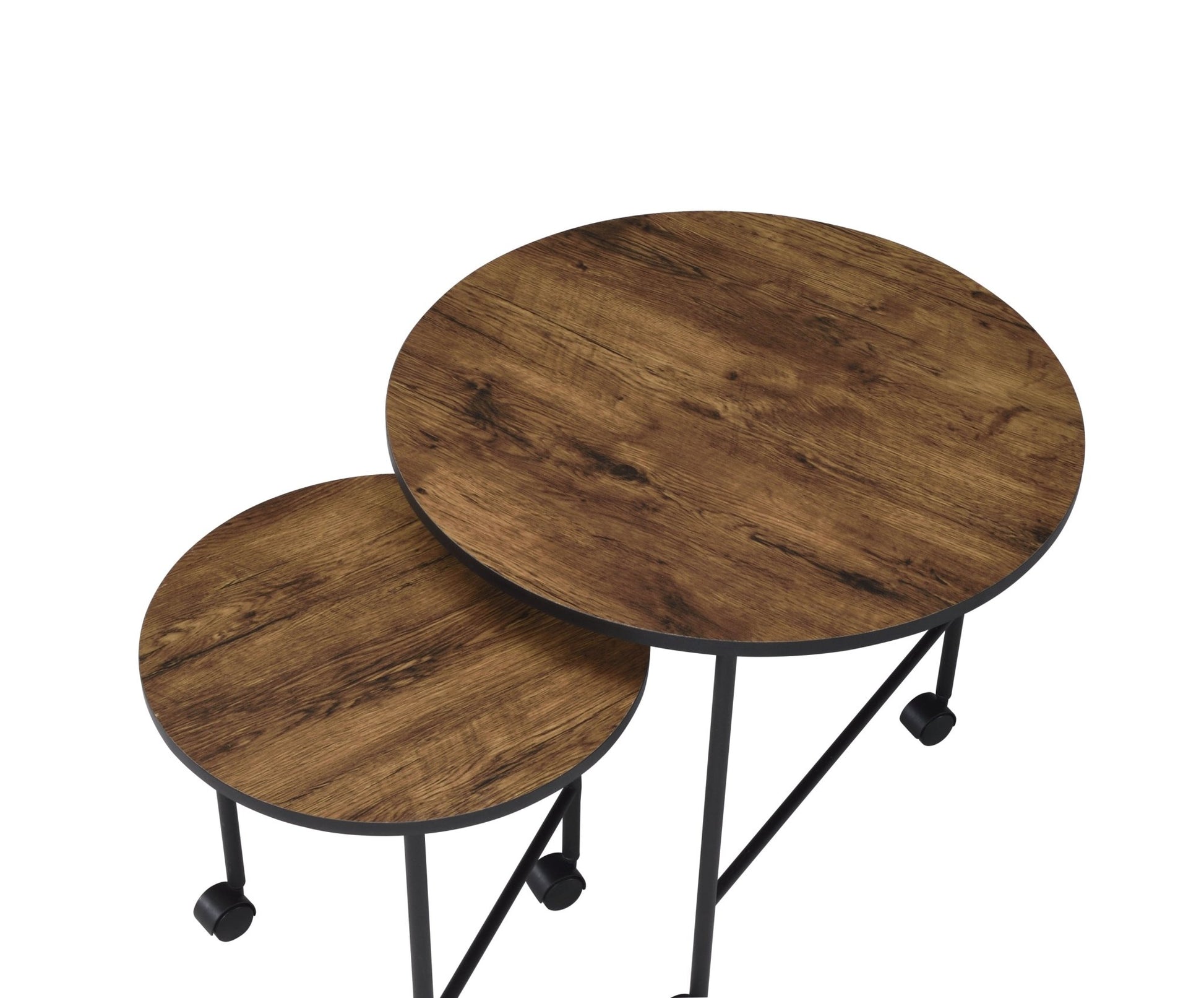 2 Piece Oak Nesting Coffee Table Set with Caster Wheels - 1st Choice Furniture Direct