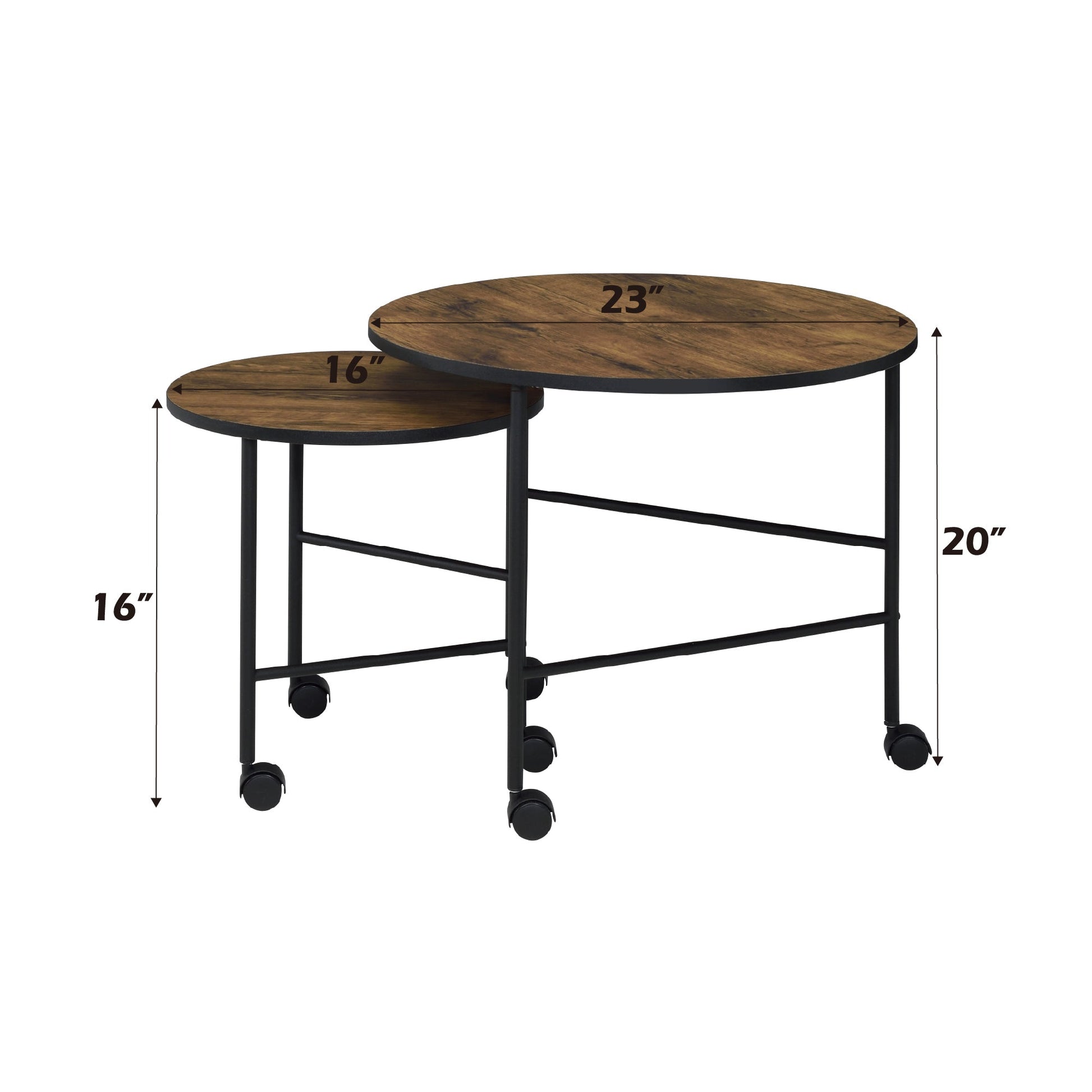 2 Piece Oak Nesting Coffee Table Set with Caster Wheels - 1st Choice Furniture Direct