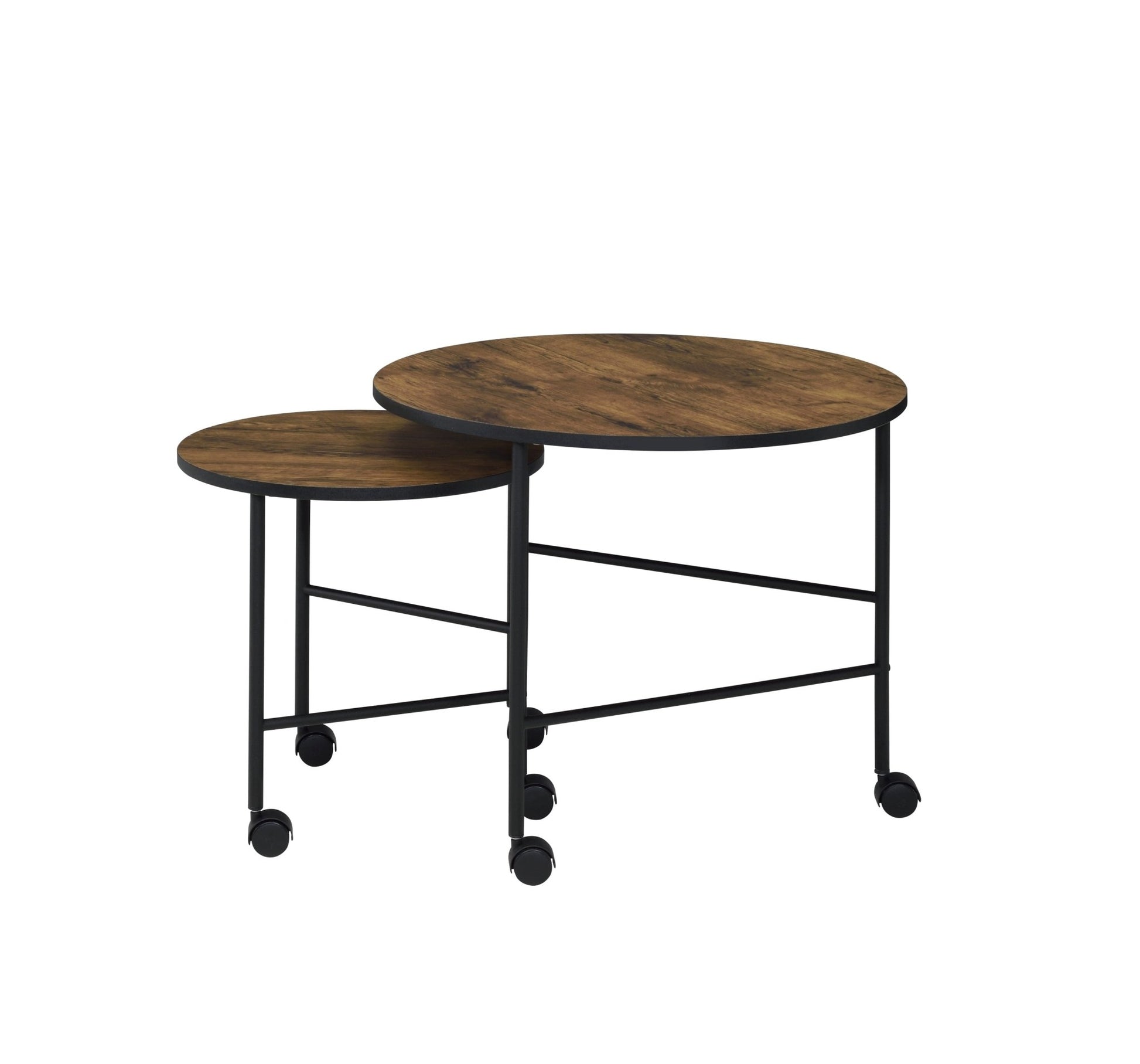 2 Piece Oak Nesting Coffee Table Set with Caster Wheels - 1st Choice Furniture Direct