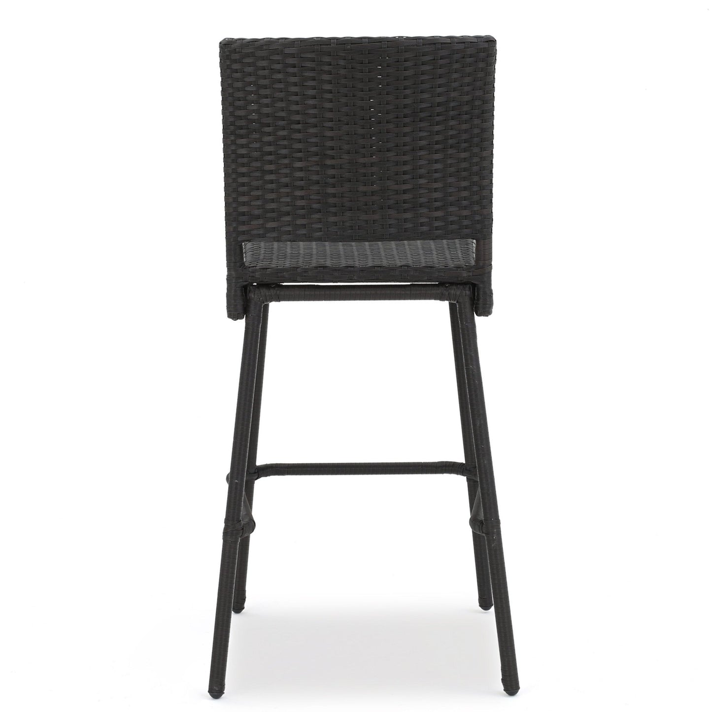 2 Piece Outdoor Wicker Patio Bar Stool Set in Dark Brown - 1st Choice Furniture Direct