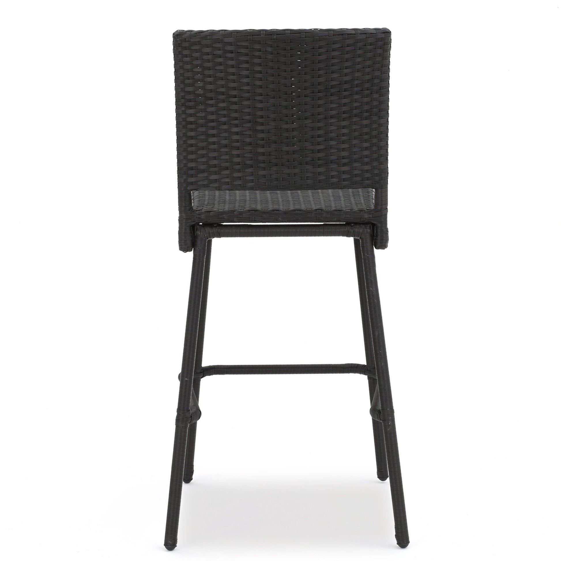 2 Piece Outdoor Wicker Patio Bar Stool Set in Dark Brown - 1st Choice Furniture Direct