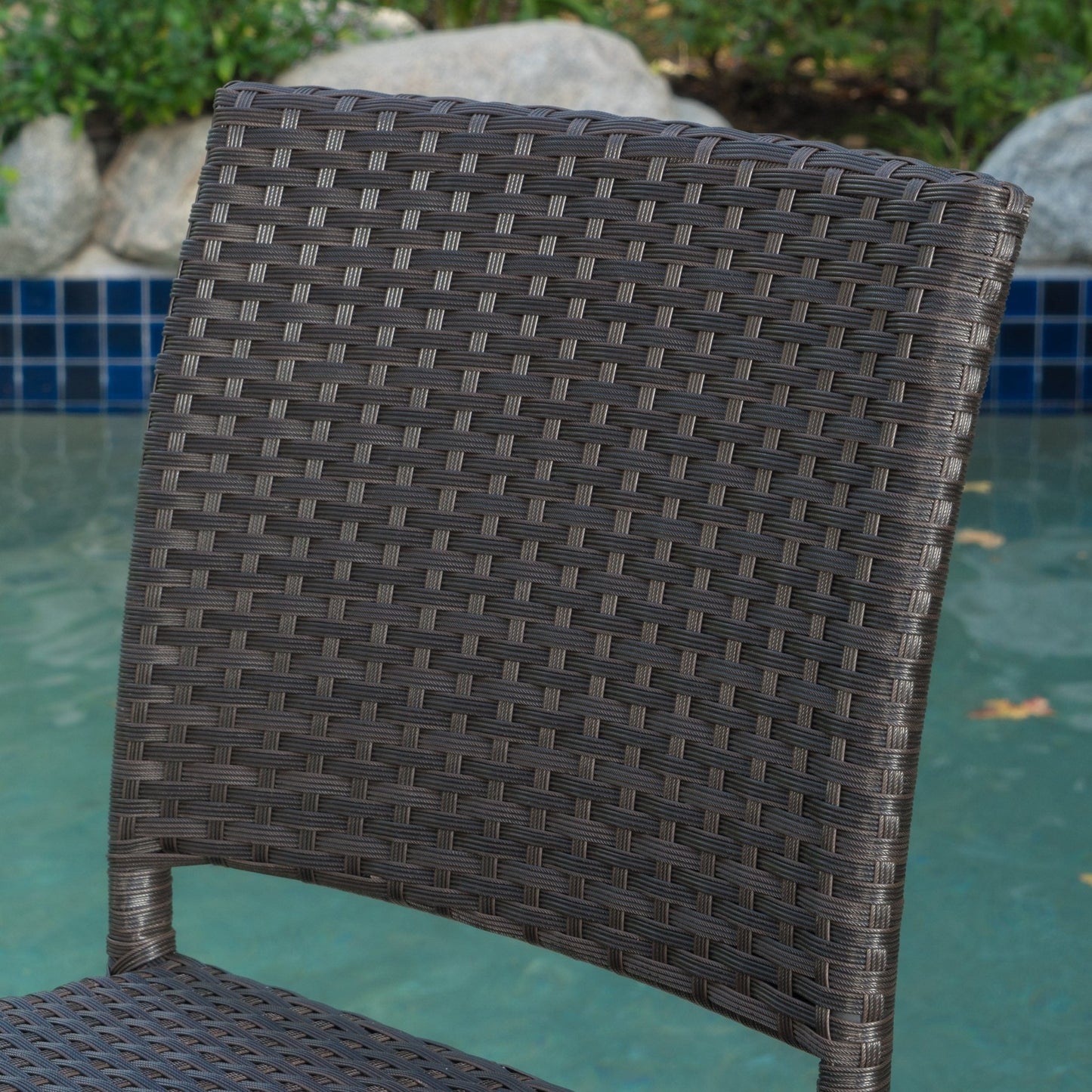 2 Piece Outdoor Wicker Patio Bar Stool Set in Dark Brown - 1st Choice Furniture Direct