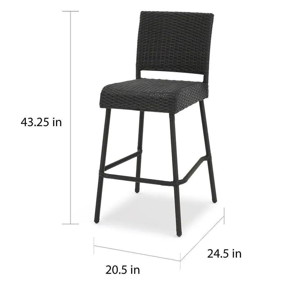 2 Piece Outdoor Wicker Patio Bar Stool Set in Dark Brown - 1st Choice Furniture Direct