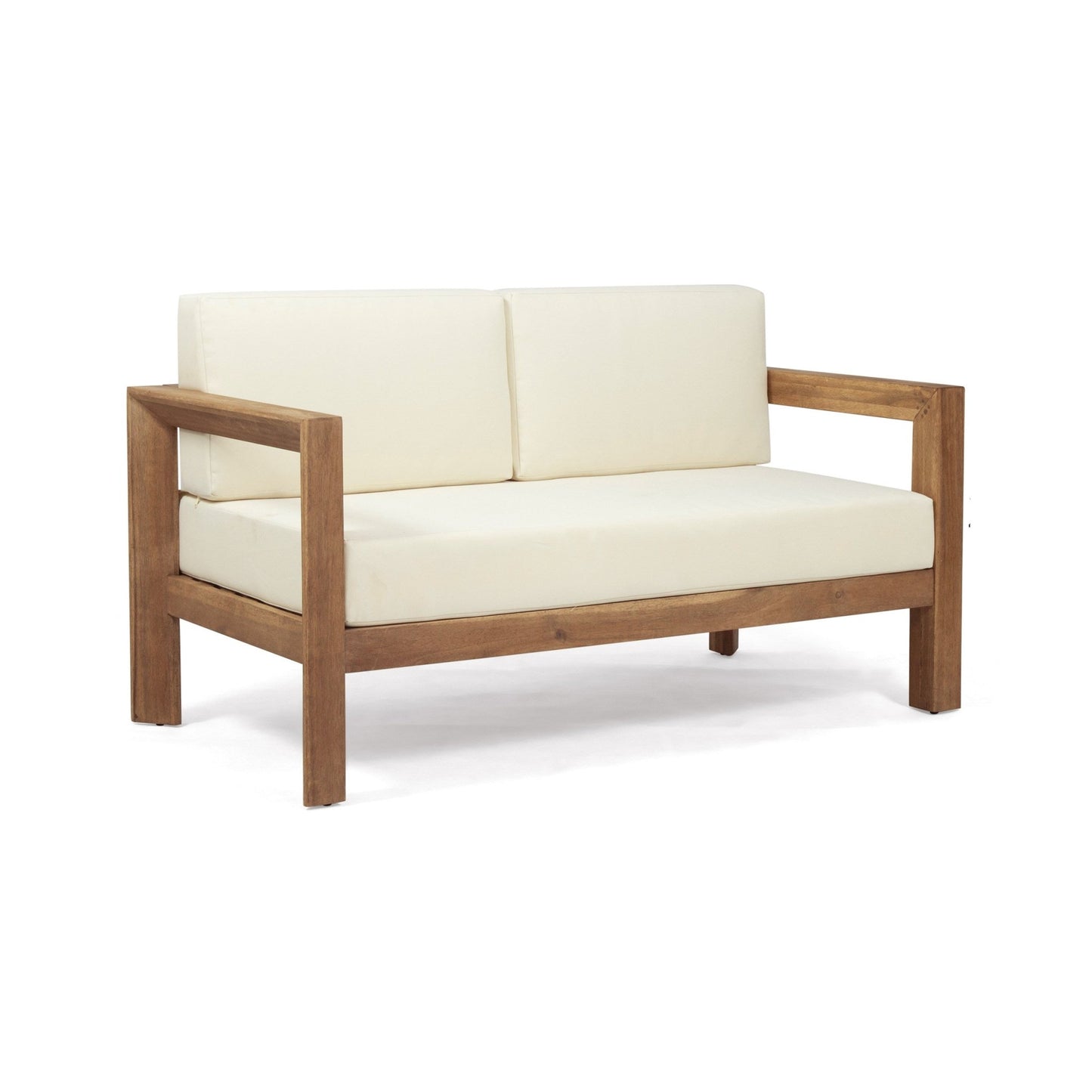 2 - Piece Patio Set with Open - Back Loveseat and Coffee Table, Beige and Brown - 1st Choice Furniture Direct