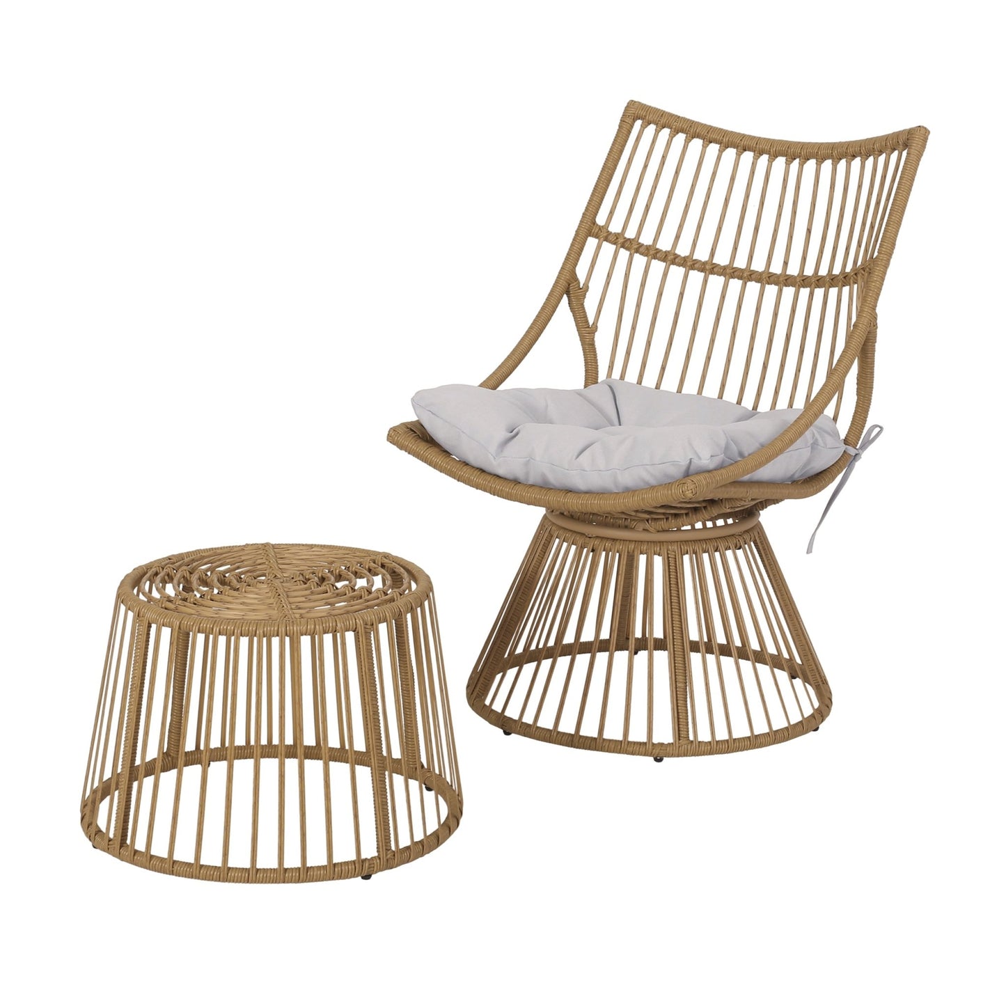 2 - Piece Rattan Patio Set with Club Chair and Side Table, Beige and Light Brown - 1st Choice Furniture Direct