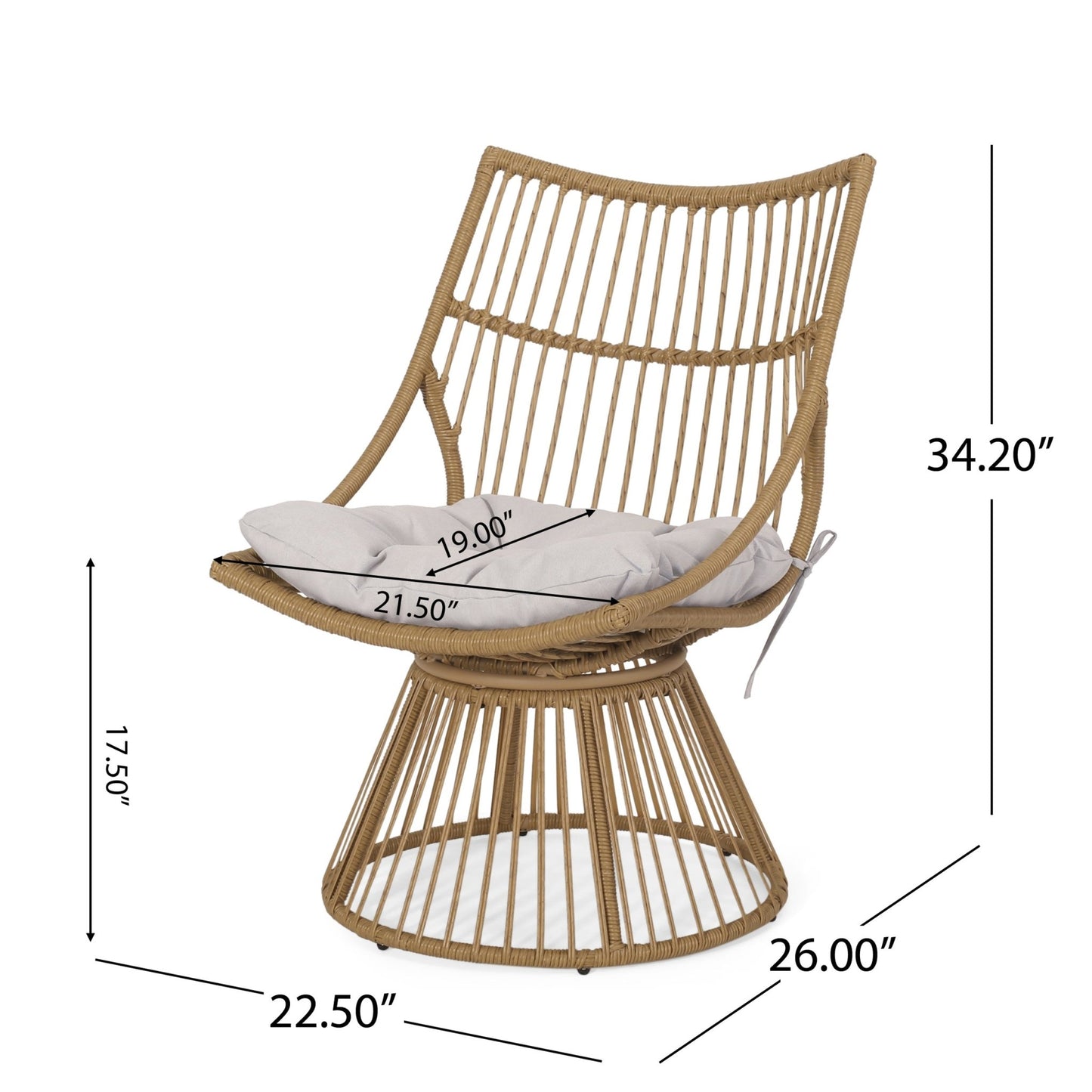 2 - Piece Rattan Patio Set with Club Chair and Side Table, Beige and Light Brown - 1st Choice Furniture Direct