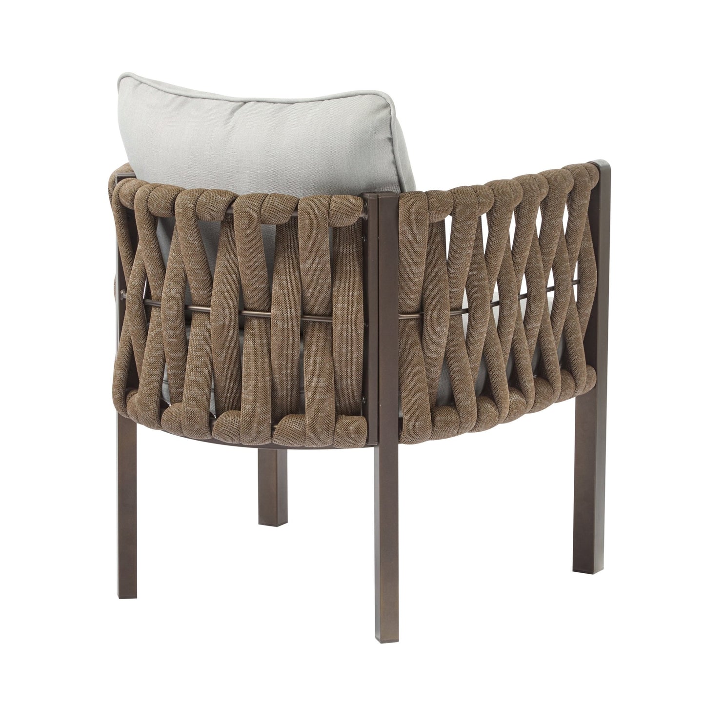 2 - Pieces Outdoor Metal Patio Club Chair, Patio Furniture Arm Chair with Cushion, Modern Outdoor Furniture Deep Seating for Porch, Garden, Backyard, Balcony, Brown & Light Grey - 1st Choice Furniture Direct