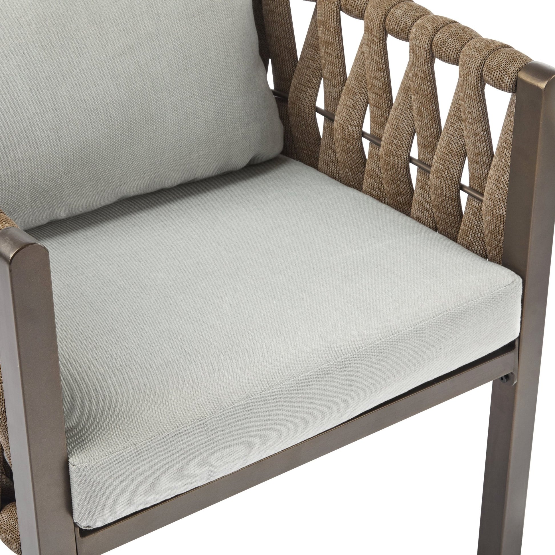 2 - Pieces Outdoor Metal Patio Club Chair, Patio Furniture Arm Chair with Cushion, Modern Outdoor Furniture Deep Seating for Porch, Garden, Backyard, Balcony, Brown & Light Grey - 1st Choice Furniture Direct