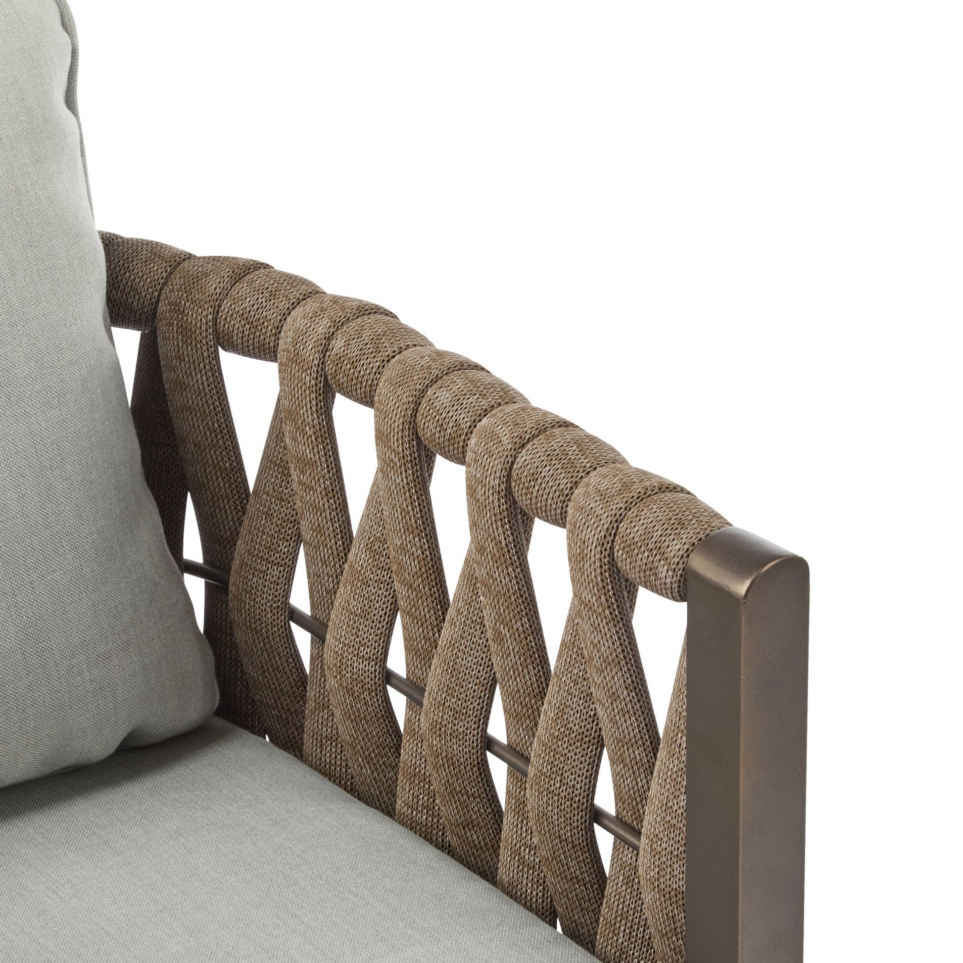 2 - Pieces Outdoor Metal Patio Club Chair, Patio Furniture Arm Chair with Cushion, Modern Outdoor Furniture Deep Seating for Porch, Garden, Backyard, Balcony, Brown & Light Grey - 1st Choice Furniture Direct