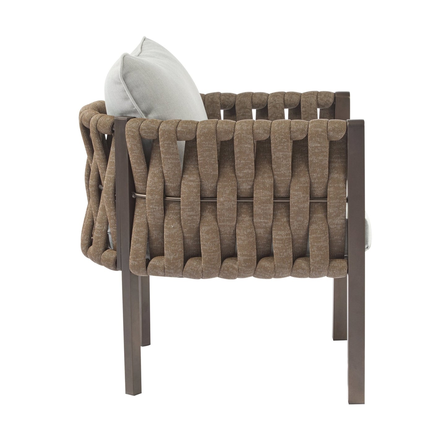 2 - Pieces Outdoor Metal Patio Club Chair, Patio Furniture Arm Chair with Cushion, Modern Outdoor Furniture Deep Seating for Porch, Garden, Backyard, Balcony, Brown & Light Grey - 1st Choice Furniture Direct
