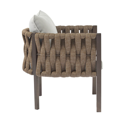 2 - Pieces Outdoor Metal Patio Club Chair, Patio Furniture Arm Chair with Cushion, Modern Outdoor Furniture Deep Seating for Porch, Garden, Backyard, Balcony, Brown & Light Grey - 1st Choice Furniture Direct