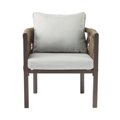 2 - Pieces Outdoor Metal Patio Club Chair, Patio Furniture Arm Chair with Cushion, Modern Outdoor Furniture Deep Seating for Porch, Garden, Backyard, Balcony, Brown & Light Grey - 1st Choice Furniture Direct