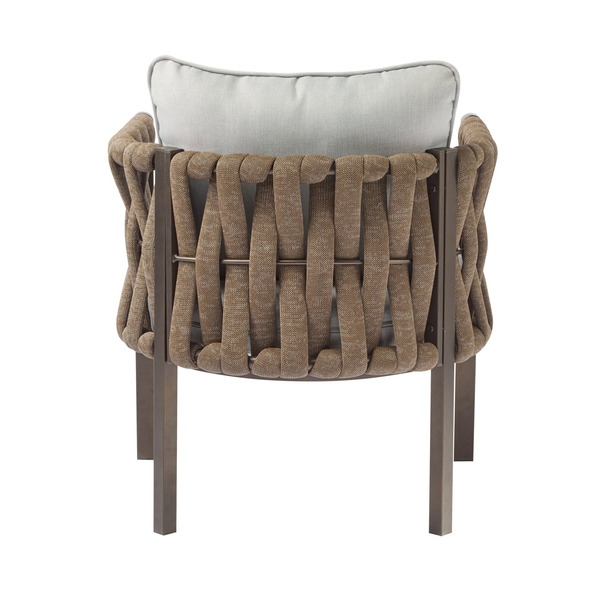 2 - Pieces Outdoor Metal Patio Club Chair, Patio Furniture Arm Chair with Cushion, Modern Outdoor Furniture Deep Seating for Porch, Garden, Backyard, Balcony, Brown & Light Grey - 1st Choice Furniture Direct