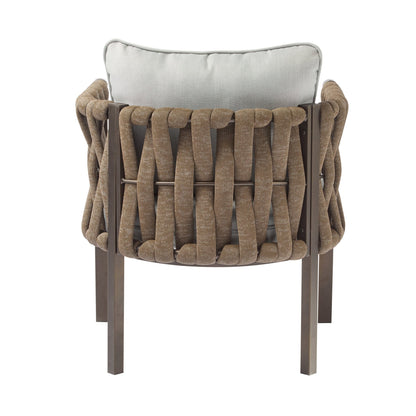 2 - Pieces Outdoor Metal Patio Club Chair, Patio Furniture Arm Chair with Cushion, Modern Outdoor Furniture Deep Seating for Porch, Garden, Backyard, Balcony, Brown & Light Grey - 1st Choice Furniture Direct