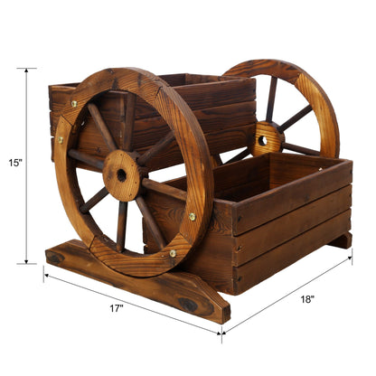 2 - Tier Wooden Wagon Planter Box – Rustic Garden Flower Planter - 1st Choice Furniture Direct