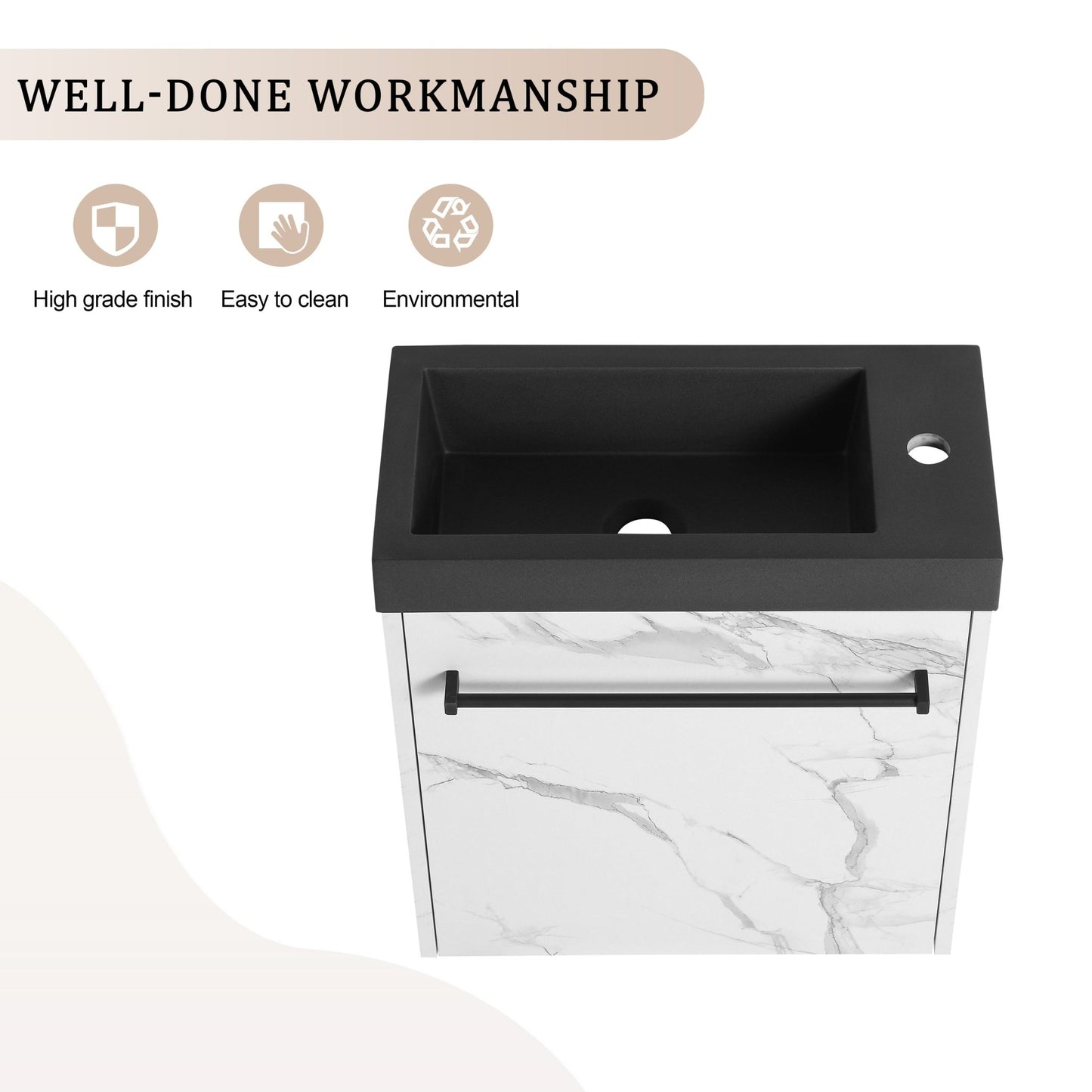 20'' Floating Wall - Mounted Bathroom Vanity with Resin Sink & Soft - Close Cabinet Door - 1st Choice Furniture Direct